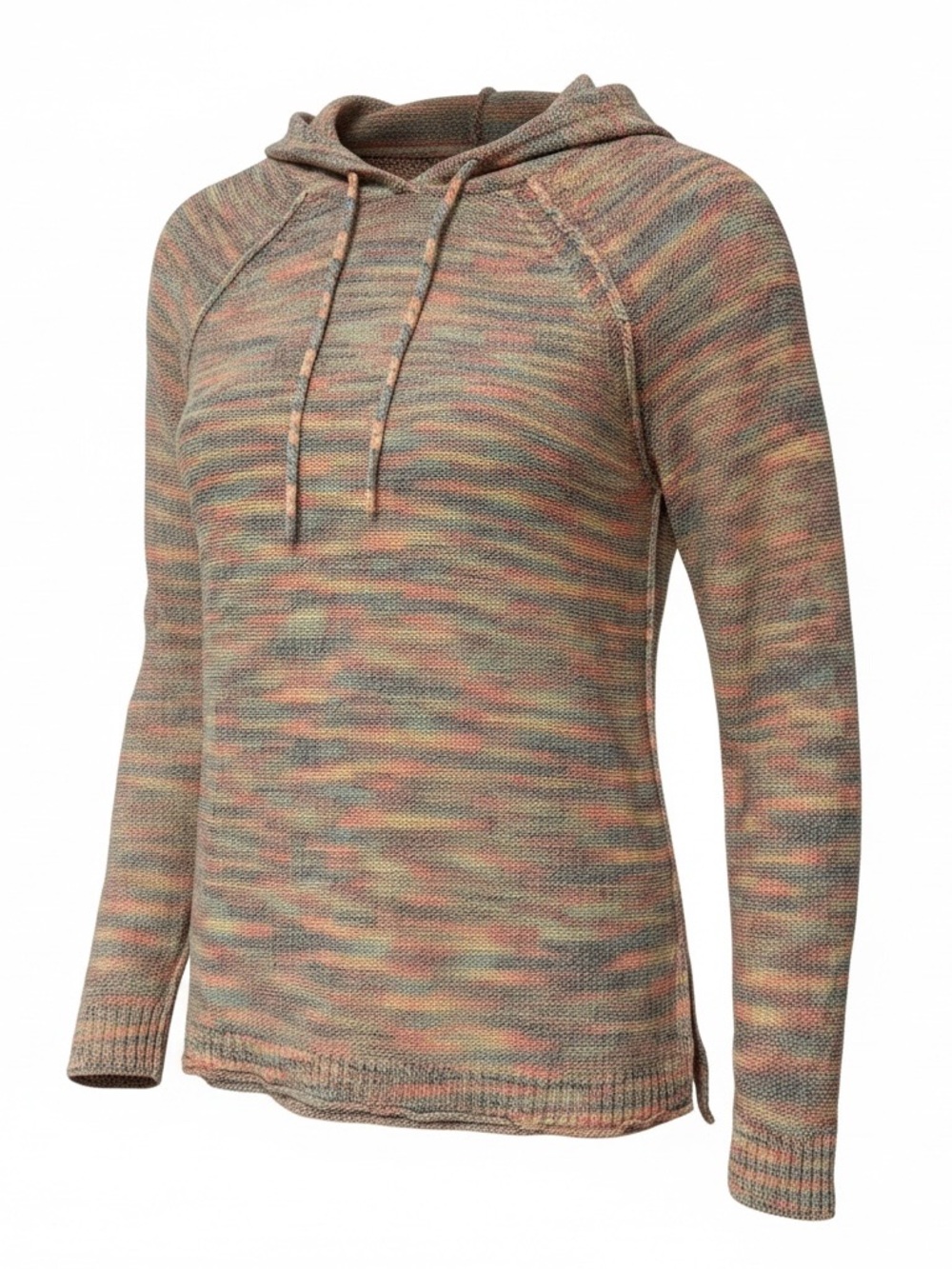 Michael Stars Olive & Coral Marled Hooded Knit Sweater